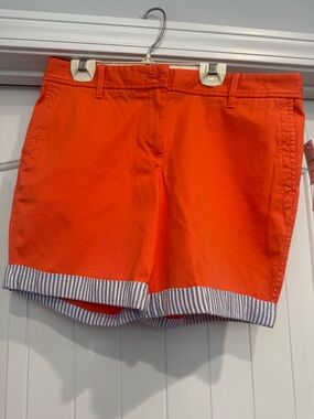 Talbots Bright Orange Roll-Cuff Cotton Shorts